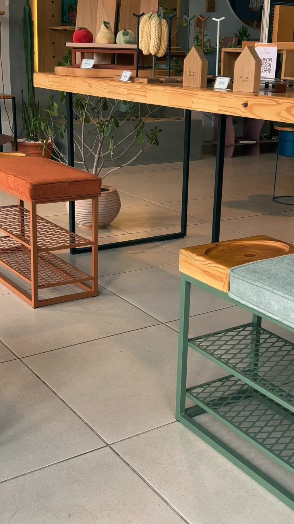 Sapateira Banco Sion Duo - Estofado Bouclé & Organizador