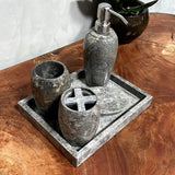 Conjunto de Banheiro em Mármore Natural Cinza - 5 peças