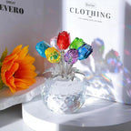 RosaEterna - Rosa de Cristal Decorativa em Vaso