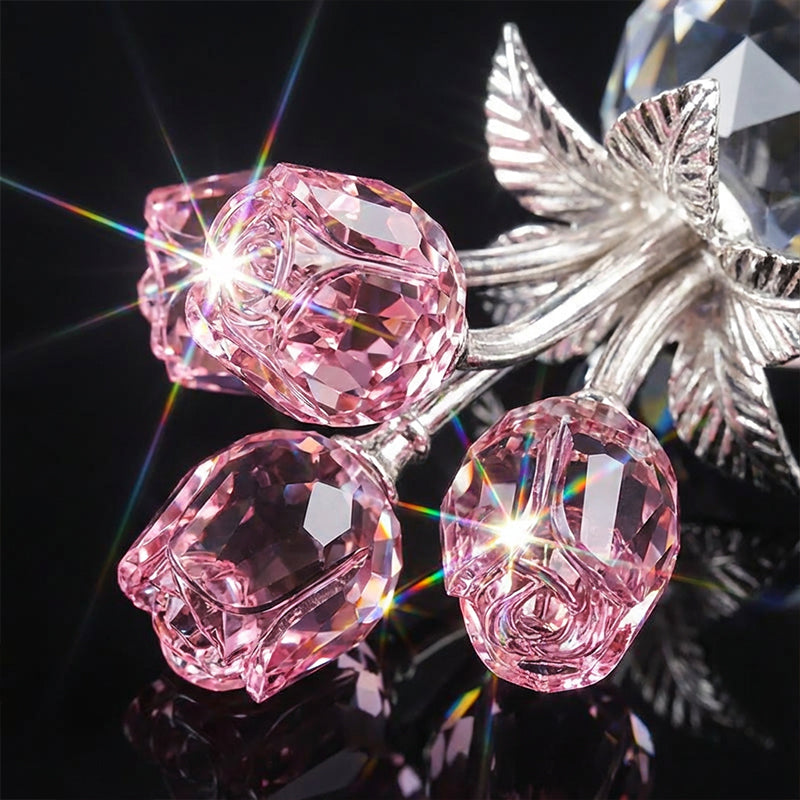 RosaEterna - Rosa de Cristal Decorativa em Vaso