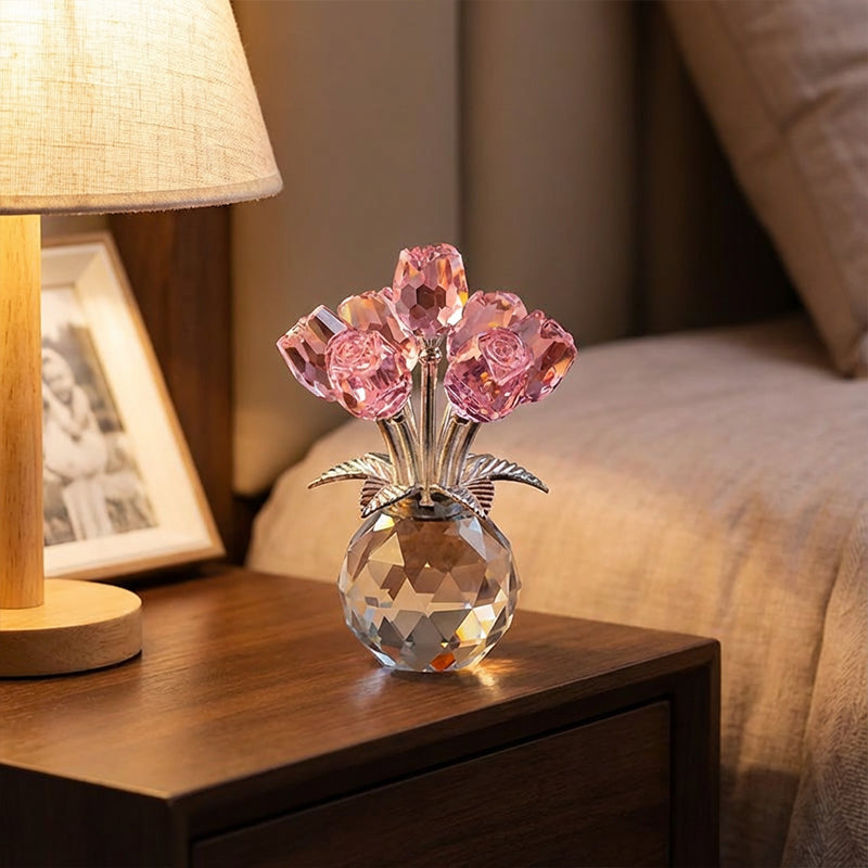 RosaEterna - Rosa de Cristal Decorativa em Vaso