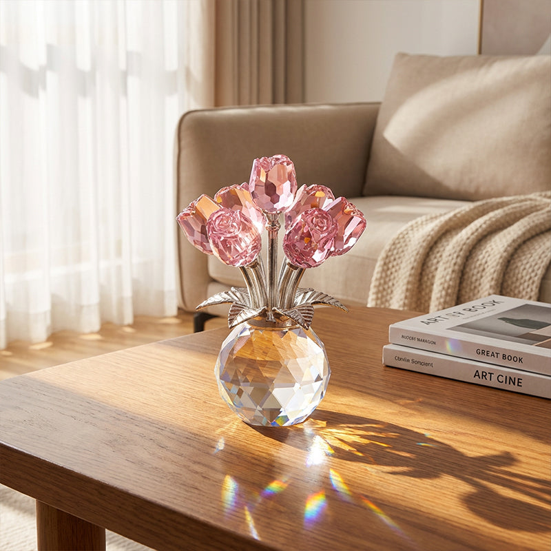 RosaEterna - Rosa de Cristal Decorativa em Vaso