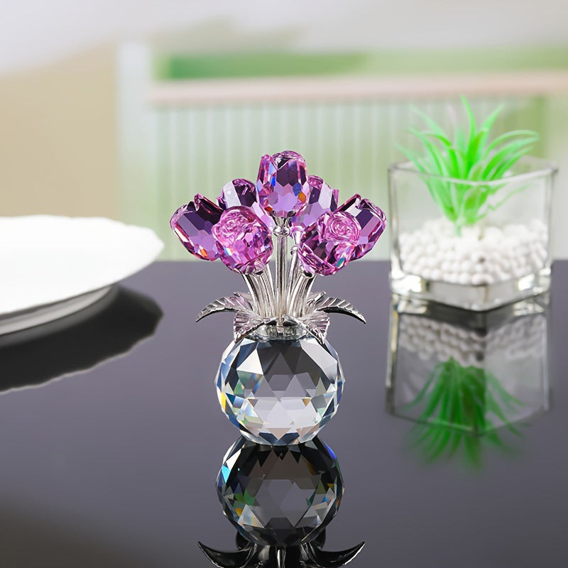 RosaEterna - Rosa de Cristal Decorativa em Vaso