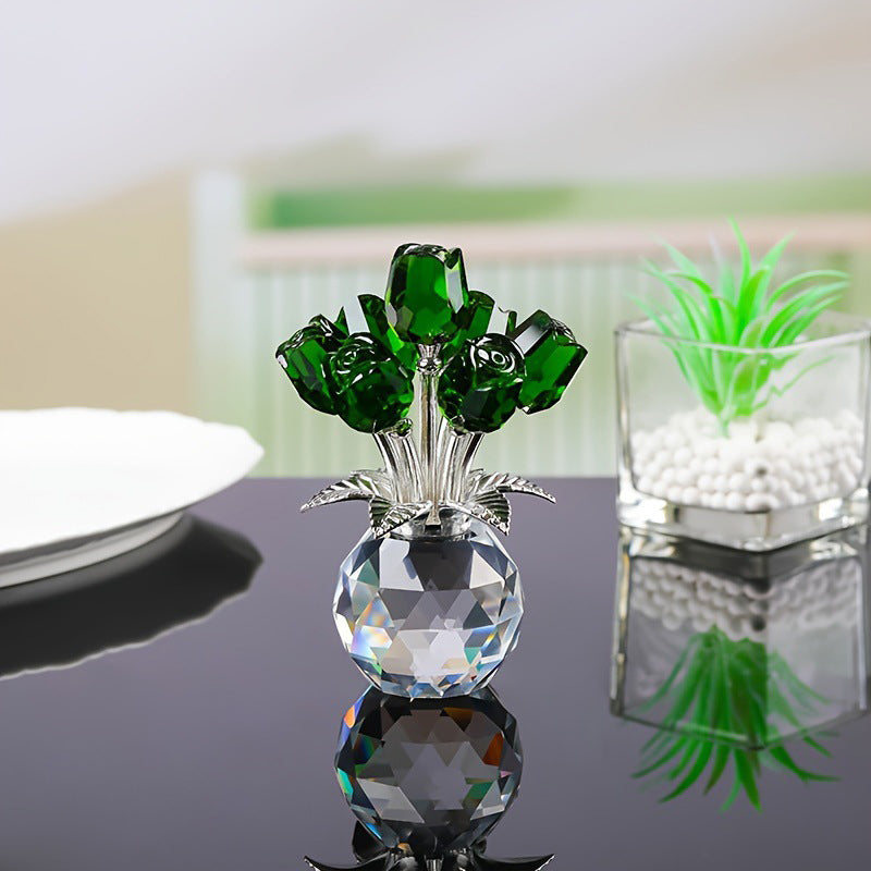 RosaEterna - Rosa de Cristal Decorativa em Vaso