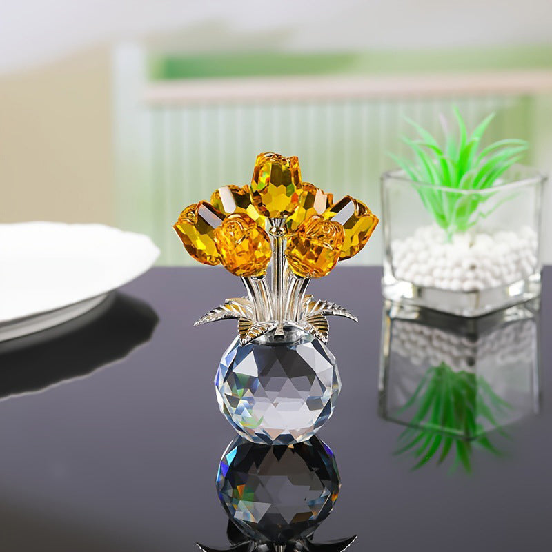 RosaEterna - Rosa de Cristal Decorativa em Vaso
